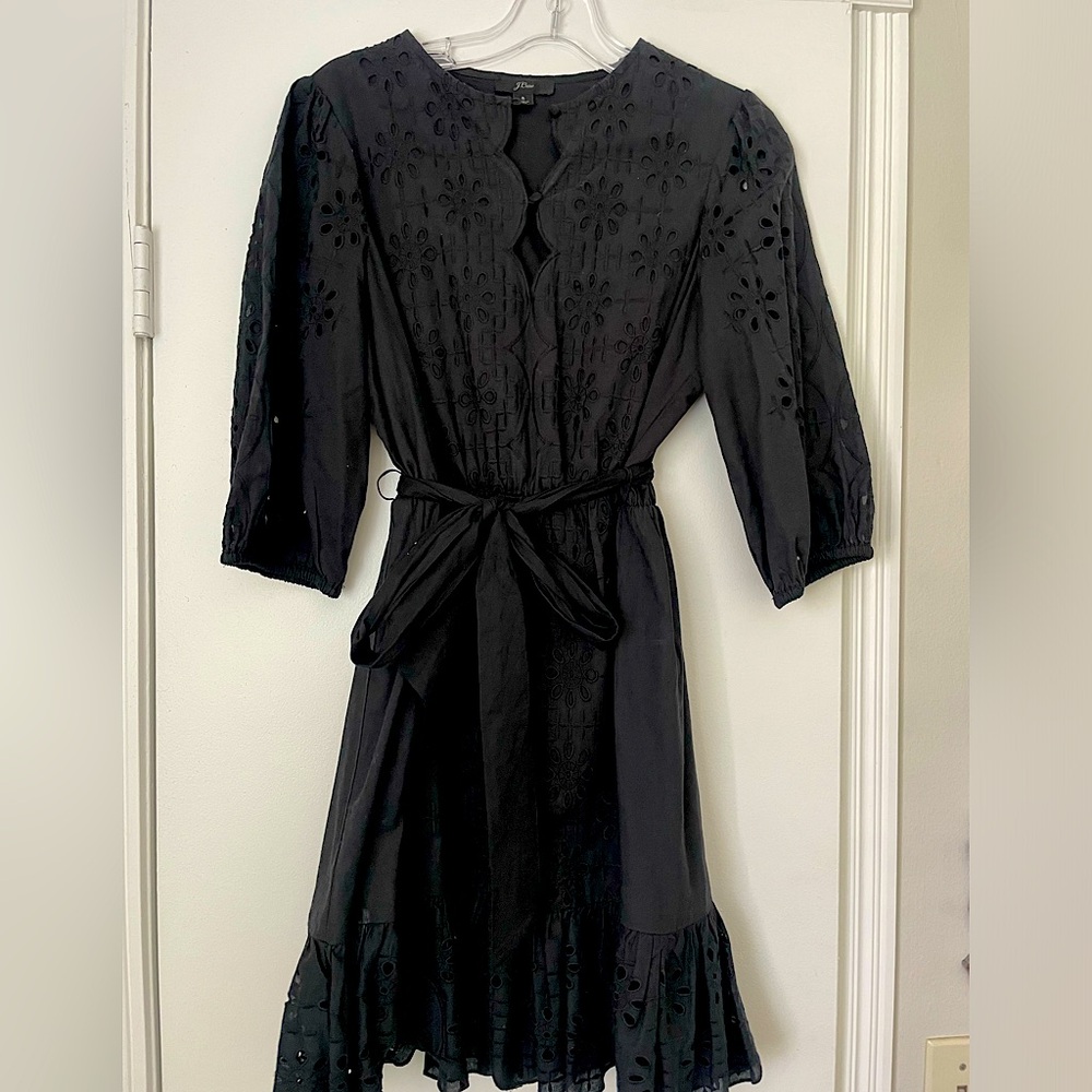 J Crew, Black dress with eyelets, size Small.